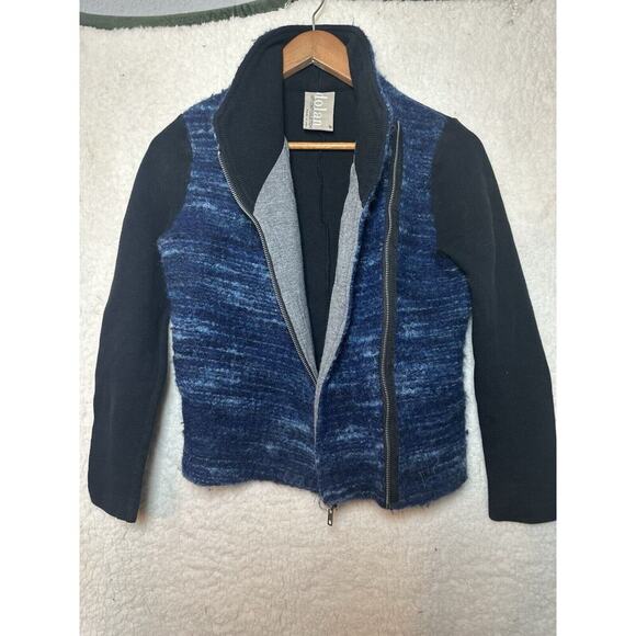 ANTHROPOLOGIE DOLAN Virgin Wool Sweater Womens Sz M Asymmetrical Zip Grunge Moto - Picture 5 of 12